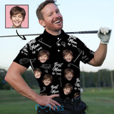 Custom Face Best Man By Par All Over Print Black Polo Shirt Personalized Men's Golf Shirt