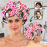 Custom Face Shower Cap Pink Waterproof Hat Valentine's Day Gifts