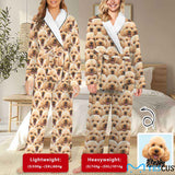 Custom Seamless Photo 2 Piece Loungewear Set Personalized Women's Long Sleeve Tie Waist Pocket Flannel Pajama Set