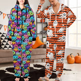 Halloween Onesie Jumpsuits Flannel Fleece Pajamas Hooded Onesie with Pocket