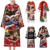 Flannel Wearable Blanket Robe Custom Photo Covered Robe Oversized Hoodie Fleece Blanket Christmas Gift