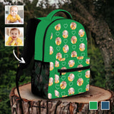 Custom Photo Love Printed Green Backpack Make Your Own Fun Design Casual Backpack