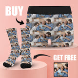 [Underwear+Socks]Custom Face Seamless Photo Men's All Over Print Boxer Briefs Personalized Photo Underwear