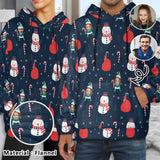 Flannel Fleece Thickened Hoodie Custom Face Christmas Snowman Loose Pullover Hoodie