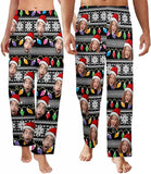 [New Design] Custom Face Pajama Pants for Women Men Personalized Sleep Bottoms  Christmas Light Printed Pj Casual Pajamas Loose Fit Lounge Pants