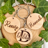 Custom Name Engraved Wood keychain Name keyring