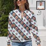 Custom Boyfriend Face Stripes Stars Women's Casual Jacket