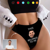 Custom Boyfriend Face Underwear for Her Personalized Intimate Apparel Belongs To Me Women's Lingerie Classic Thongs