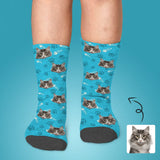 Custom Cat Face Socks Funny Printed Photo Pet Socks Personalized Picture Footprint Kid's Socks