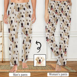 [More Comfortable]Custom Couple Face Pet Dog Seamless Sleepwear Personalized Women's&Men's Slumber Party Long Pajama Pants