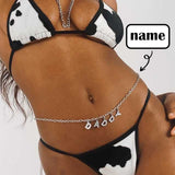 Buy 1 Get 1 Free-Custom Crystal Letters Bikini Waist Chain Personalized Name Beach Body Chain(1-10 Letters)