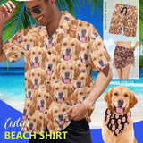 Custom Face All Matching Pet and Owner Hawaiian Shirts/Beach Shorts/Beach Wrap/Pet Scarf Gift for Family