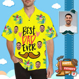 Custom Face Best Dad Ever Yellow Men's All Over Print Hawaiian Shirt