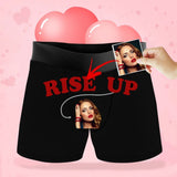 Custom Face Black Rise Up Men's Boxer Briefs Print Your Own Personalized Underwear For Valentine's Day Gift