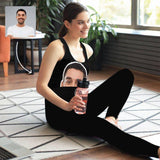 Custom Face Black Women's Yoga Racerback Tank&Leggings Set