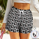 Custom Face Checkerboard Women High Waist Shorts Hot Short Pants Casual Loose Shorts Beachwear for Women Fitness Running Trousers