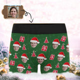 Custom Face Christmas Green Men's Print Boxer Briefs Design Your Own Custom Underwear