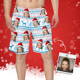 Custom Face Christmas Hat Men's Beach Shorts