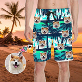 Custom Face Coconut Trees Men's All Over Print Casual Shorts