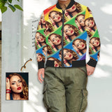 Custom Face Colorful Stripes Men's Bomber Jacket