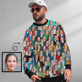 Custom Face Crowd Loose Sweatshirt Personalized Face All Over Print Crewneck Loose Sweatshirt