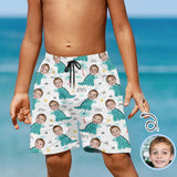 Custom Face Cyan Dinosaur Theme Teen Beach Shorts