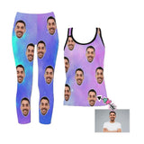 Custom Face Gradient Women's 2 Piece Stretchy Racerback Tank & Legging Set