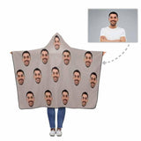 Custom Face Gray Hooded Blanket