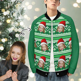 Custom Face Green Christmas Men's Bomber Jacket Outerwear