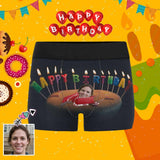 Custom Face Happy Birthday Candles Men's Undies All-Over Print Boxer Briefs Gift for Boyfriend/Husband