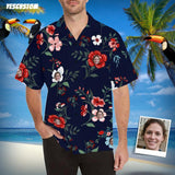 Custom Face Hawaiian Shirt Colorful Flowers Design Your Own Aloha Shirt Gift for Husband/Boyfriend