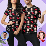 Custom Face I Love You Matching Couple T Shirts Add Your Own Personalized Photo or Image