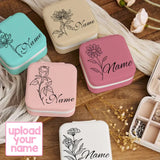 Custom Name Birth Month Simple Flower Jewelry Box Bridesmaid Gifts Travel Jewelry Box