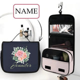 Custom Name Flower Portable Cosmetic Bag Toiletry Bag Fitness Travel Bag Best Gift for Friends and You