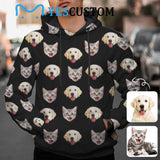 [Thickened Fabric] Custom Faces Pet Dog Cat Men's Fleece Thickened Hoodies Personalized Turtleneck Pullover Hooded Design Your Own Hoodie