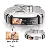 Custom Photo&Text Bracelet Personalized Mesh Strap Bracelet Wristband For Men Women