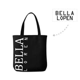 Custom Name Text Black Simple Canvas Tote Bag