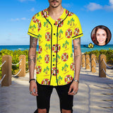 Custom Face Yellow Swimming Ring Men's All Over Print Baseball Jersey