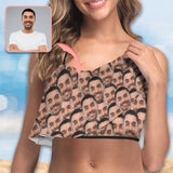 Ruffle Bikini Top-Custom Seamless Face Personalized Bikini Swimsuit Top Design Your Own Bikini