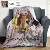 Custom Photo Wife&Husband Flowers Ultra-Soft Micro Fleece Blanket