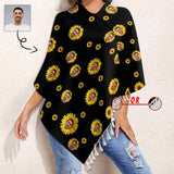 Custom Face Sunflower Women's Fringed Knitted Cape Bikini Cover Up