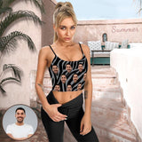 Personalized Face Tank Tops Zebra Women's Crop Camisole Top (With Chest Pad)