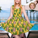 Custom Face Pineapple Round Neck Sleeveless Dress