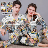 Custom Photos&Text Couple Matching Pajamas Personalized Photo Loungewear Set Sleepwear For Men Women