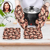 Custom Face Seamless Selfie Oven Mitt & Pot Holder Set Personalized Oven Mitt Gifts for Mom