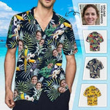 Custom Hawaiian Shirt with Face Best Couple Gift Flower Parrot Face Shirt Personalized Hawaiian Shirts Birthday Party Gift