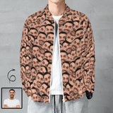 Custom Face Seamless Men's Coat Crew Neck Zipper Jacket Outerwear