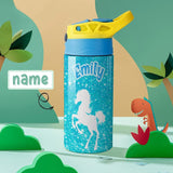 Custom Name Personalised Blue Horse Stainless Steel Kids Drink Bottles 500ml Water Bottle