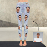 Custom Face Shiny Silvery Low Rise Leggings Custom Printed Leggings