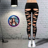 Custom Photo Broken Hole Style Low Rise Yoga Leggings Custom Printed Leggings